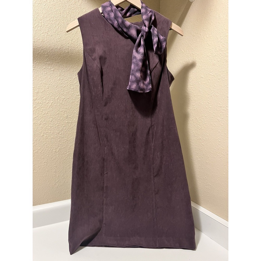 SAG Harbor Petites Dress Purple Faux Suede W/ Scarf Women 10P Business Travel